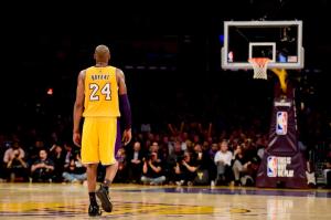 LOS ANGELES, CA - APRIL 13: Kobe Bryant #24 of the Los Angeles Lakers reacts while taking on the Utah Jazz at Staples Center on April 13, 2016 in Los Angeles, California. NOTE TO USER: User expressly acknowledges and agrees that, by downloading and or using this photograph, User is consenting to the terms and conditions of the Getty Images License Agreement. (Photo by Harry How/Getty Images)
